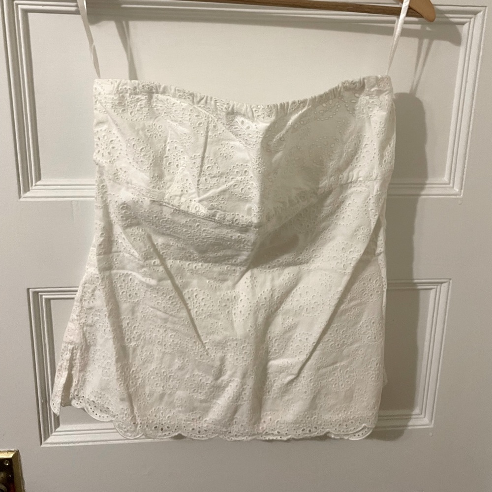 J. Crew white eyelet strapless tank top